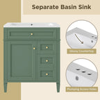 30" Bathroom Vanity with Resin Sink, 2 Drawers and Tip-Out Drawer