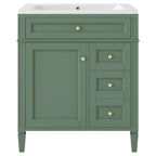 30" Bathroom Vanity with Resin Sink, 2 Drawers and Tip-Out Drawer