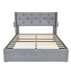 Full Size Bed Frame with Gas Lift Under-Bed Storage and USB Ports