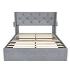 Full Size Bed Frame with Gas Lift Under-Bed Storage and USB Ports