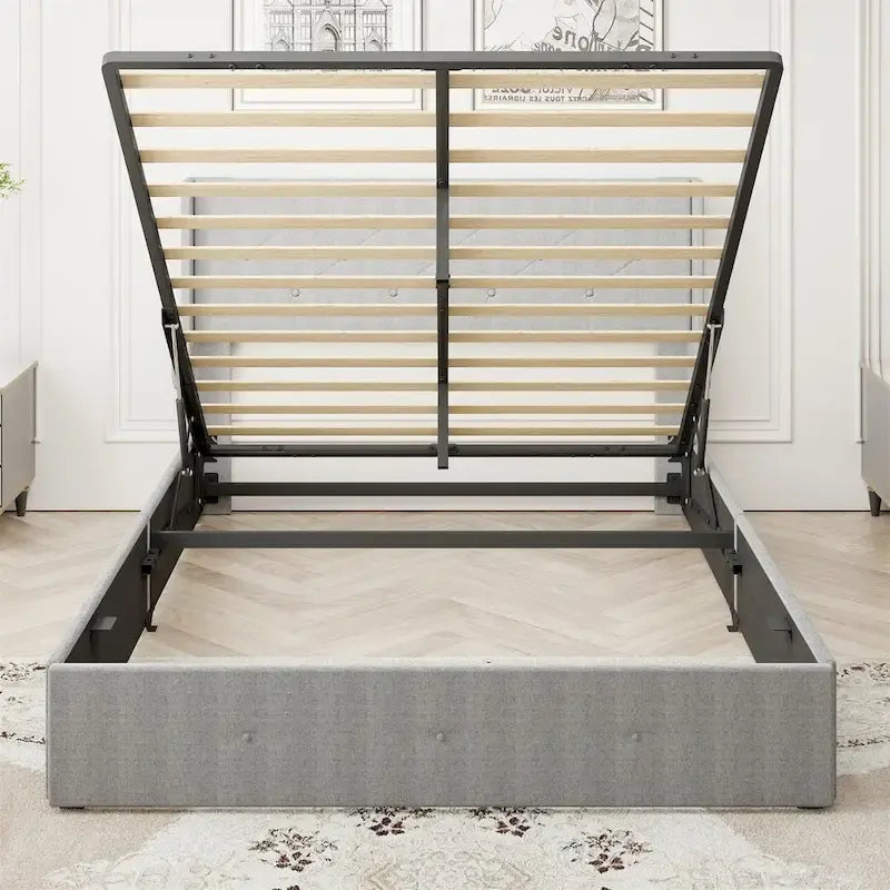 Full Size Bed Frame with Gas Lift Under-Bed Storage and USB Ports