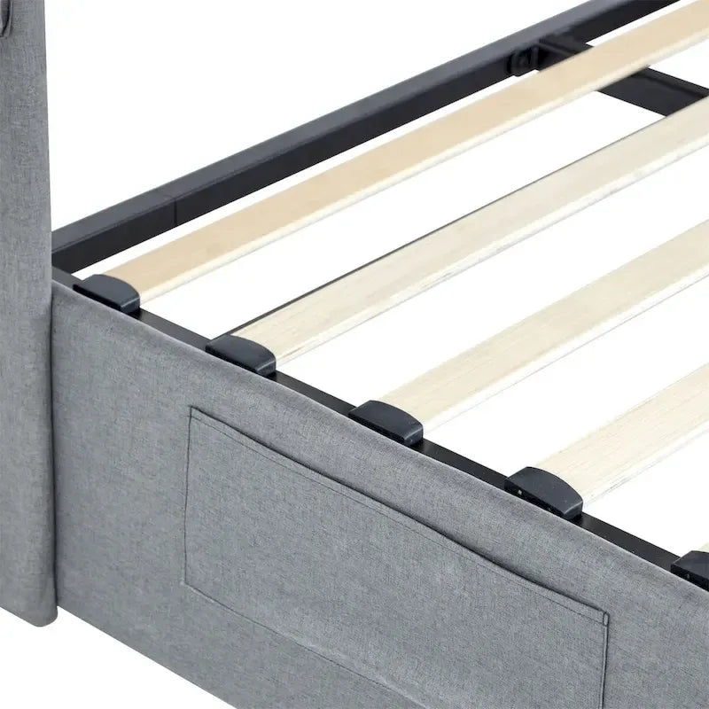 Full Size Bed Frame with Gas Lift Under-Bed Storage and USB Ports