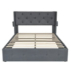 Full Size Bed Frame with Gas Lift Under-Bed Storage and USB Ports