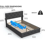 Full Size Bed Frame with Gas Lift Under-Bed Storage and USB Ports