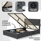 Full Size Bed Frame with Gas Lift Under-Bed Storage and USB Ports
