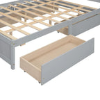 Queen Size Platform Bed with Storage Headboard and 4 Drawers