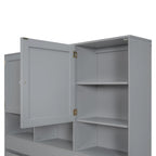 Queen Size Platform Bed with Storage Headboard and 4 Drawers