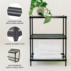 3-Tier Metal Storage Shelving Unit, 440 lb Capacity per Shelf, No Tools Required