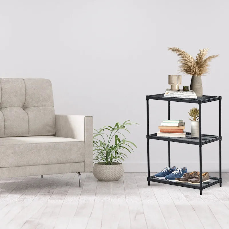 3-Tier Metal Storage Shelving Unit, 440 lb Capacity per Shelf, No Tools Required