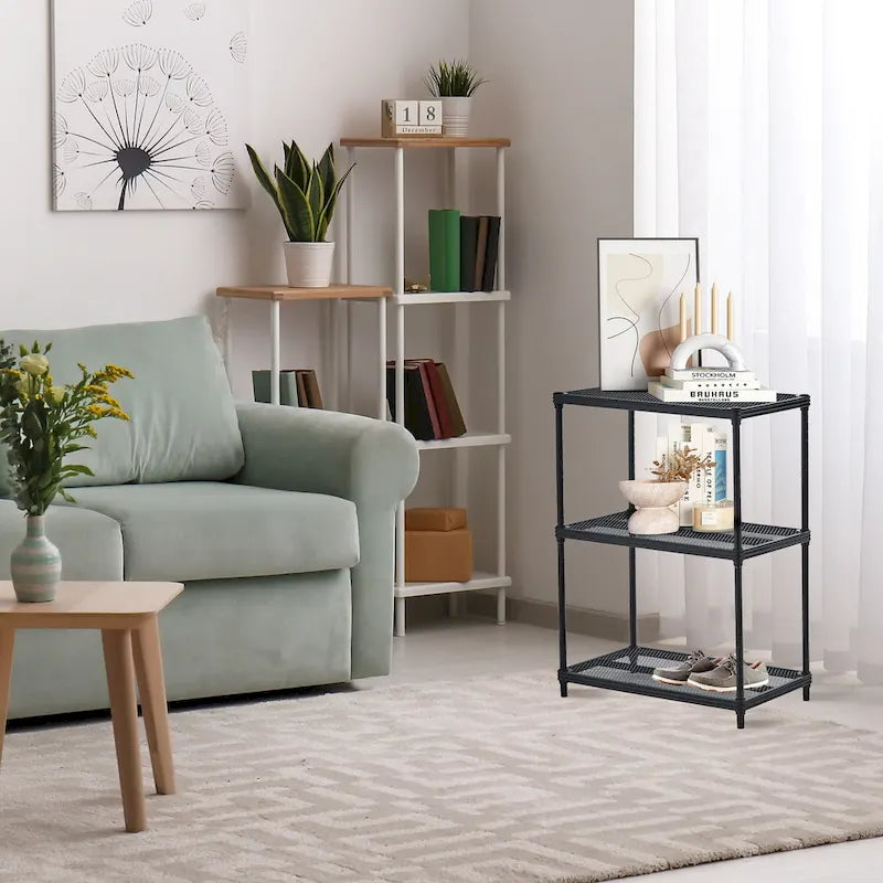 3-Tier Metal Storage Shelving Unit, 440 lb Capacity per Shelf, No Tools Required