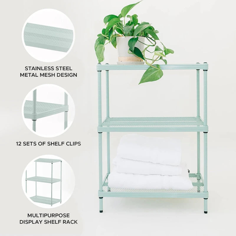3-Tier Metal Storage Shelving Unit, 440 lb Capacity per Shelf, No Tools Required