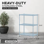 3-Tier Metal Storage Shelving Unit, 440 lb Capacity per Shelf, No Tools Required