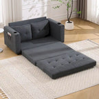 Upholstered Futon Sofa Bed, Foldable 3-in-1 Tufted Loveseat with Cup Holder, Multiple Colors