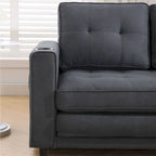 Upholstered Futon Sofa Bed, Foldable 3-in-1 Tufted Loveseat with Cup Holder, Multiple Colors