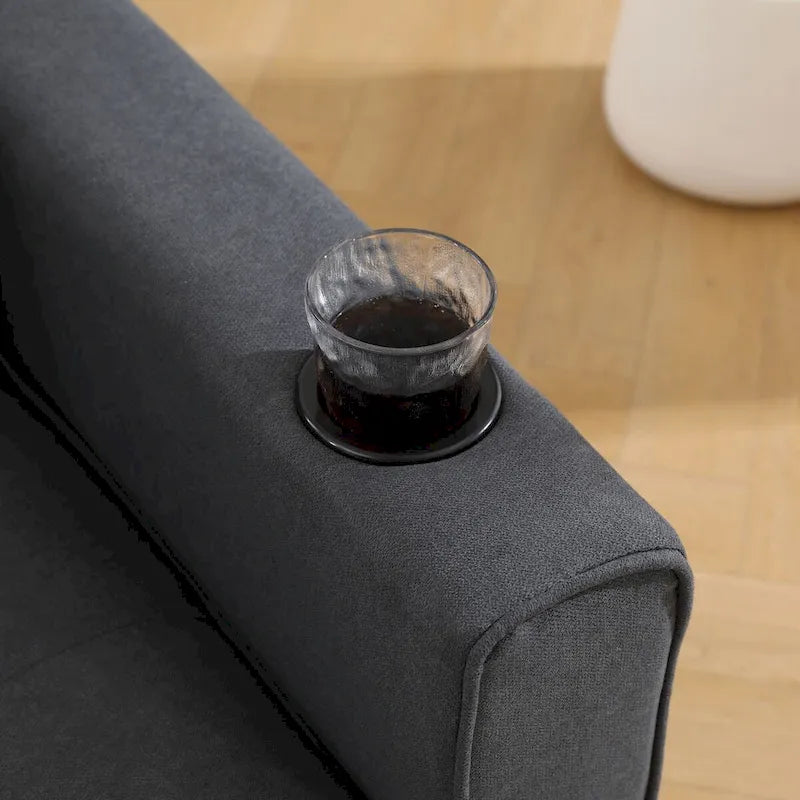 Upholstered Futon Sofa Bed, Foldable 3-in-1 Tufted Loveseat with Cup Holder, Multiple Colors