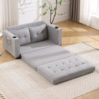 Upholstered Futon Sofa Bed, Foldable 3-in-1 Tufted Loveseat with Cup Holder, Multiple Colors