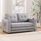 Upholstered Futon Sofa Bed, Foldable 3-in-1 Tufted Loveseat with Cup Holder, Multiple Colors