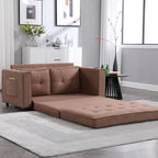 Upholstered Futon Sofa Bed, Foldable 3-in-1 Tufted Loveseat with Cup Holder, Multiple Colors