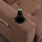 Upholstered Futon Sofa Bed, Foldable 3-in-1 Tufted Loveseat with Cup Holder, Multiple Colors